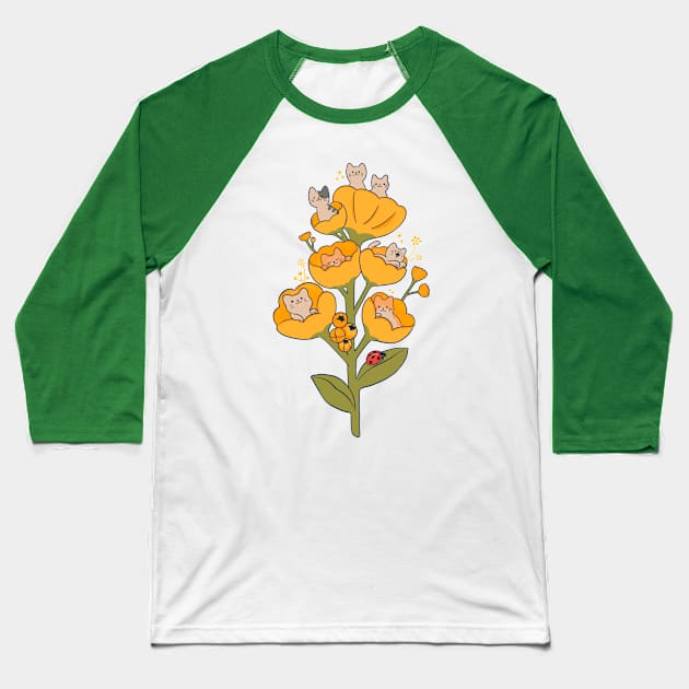 Cats and flowers Baseball T-Shirt by ppmid